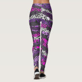 Paarse Doodle Patroon Leggings (Achterkant)
