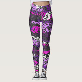 Paarse Doodle Patroon Leggings