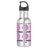 Paarse Doodles Monogram Drakenfruit Waterfles (Achterkant)