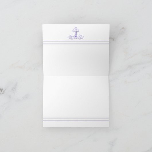 Paarse doop Eerste Communie Dank u kaarten (Binnen)