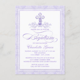 Paarse doopuitnodigingen kaart