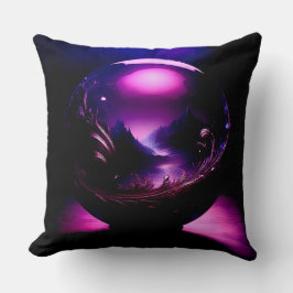 Paarse doorzichtige Wereldbol met berglandschap Kussen