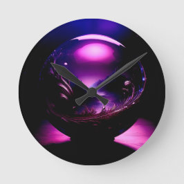 Paarse doorzichtige Wereldbol met berglandschap Ronde Klok