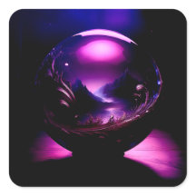 Paarse doorzichtige Wereldbol met berglandschap