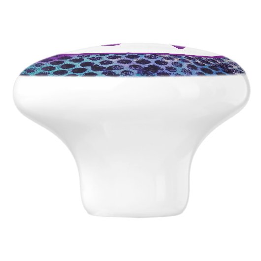 Paarse Dotty Abstract Monogram Keramische Knop (Zijkant)