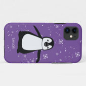 Paarse douanenaam Cute Penguin Snow Case-Mate iPhone Case (Achterkant (horizontaal))