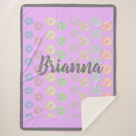 Paarse douanenaam Donut Sherpa Blanket Deken