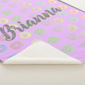 Paarse douanenaam Donut Sherpa Blanket Deken (3/4)