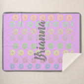 Paarse douanenaam Donut Sherpa Blanket Sherpa Deken (Voorkant (horizontaal))