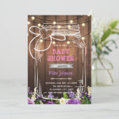 Paarse douche: jar verjaardagsuitnodiging kaart (Staand voorkant)