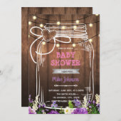 Paarse douche: jar verjaardagsuitnodiging kaart (Voorkant / Achterkant)