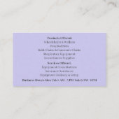 Paarse douchestoel apparatuur medische senior zorg visitekaartje (Achterkant)