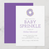 Paarse Doughnut Baby Sprinkle Shower Kaart (Voorkant / Achterkant)