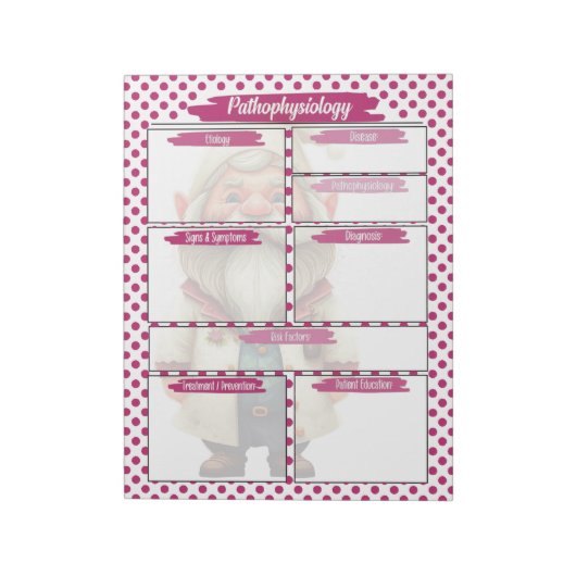 Paarse Dr. Gnome Verpleegkunde - Pathofysiologie T Notitieblok (Linkerzijde)