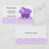 Paarse Draaiende Cupcake Zakelijke Kaart Visitekaartje (Voorkant / Achterkant)