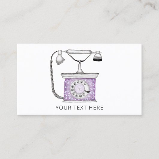 Paarse  draaiknop telefoon visitekaartje (Voorkant)