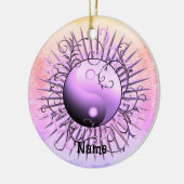 Paarse Draaikolk Yin Yang Keramisch Ornament (Links)