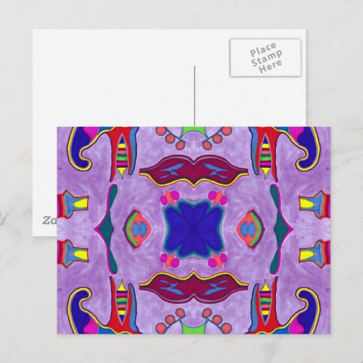 Paarse Draak Briefkaart (Voorkant / Achterkant)