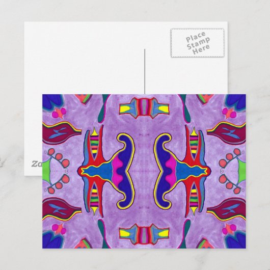 Paarse Draak Briefkaart (Voorkant / Achterkant)