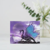 Paarse Draak Briefkaart | Fantasy Art Wenskaart (Staand voorkant)
