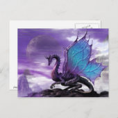 Paarse Draak Briefkaart | Fantasy Art Wenskaart (Voorkant / Achterkant)