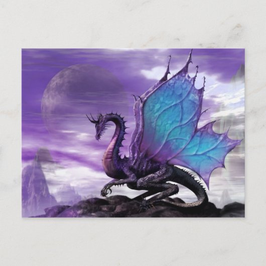 Paarse Draak Briefkaart | Fantasy Art Wenskaart (Voorkant)