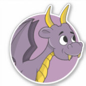 Paarse draak-cartoon Aangepast-Gesneden vinylStick Sticker (Voorkant)