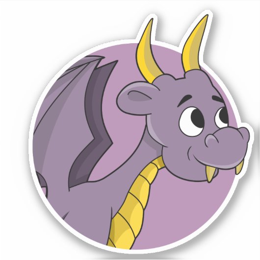 Paarse draak-cartoon Aangepast-Gesneden vinylStick Sticker (Voorkant)
