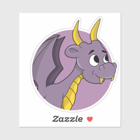Paarse draak-cartoon Aangepast-Gesneden vinylStick Sticker (Vel)