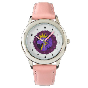 Paarse draak cartoon horloge