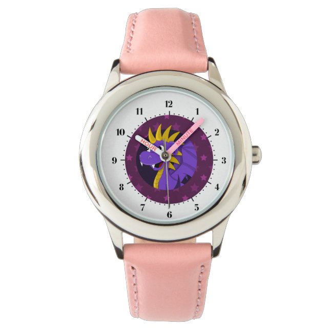 Paarse draak cartoon horloge (Voorkant)