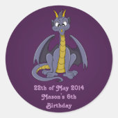 Paarse draak cartoon Stickers (Voorkant)