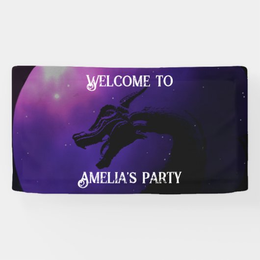 Paarse draak gepersonaliseerd spandoek (Horizontaal)