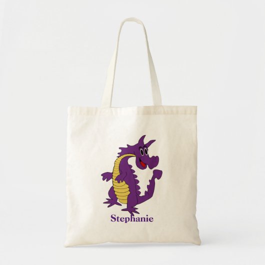 Paarse draak gepersonaliseerd tote bag (Voorkant)