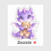 Paarse Draak Knuffelende Teddibeer Uitgestanste St Sticker (Vel)