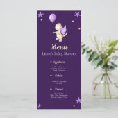 Paarse draak met ballonmeisje Baby shower Menu (Staand voorkant)