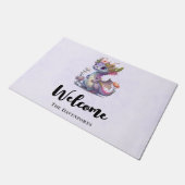 Paarse draak met elegante kroon deurmat (Schuin)