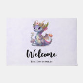 Paarse draak met elegante kroon deurmat (Voorkant)