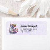 Paarse draak met elegante kroon etiket (Insitu)