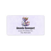 Paarse draak met elegante kroon etiket (Voorkant)