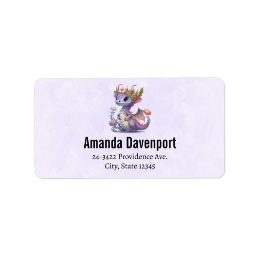 Paarse draak met elegante kroon etiket (Voorkant)