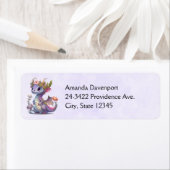 Paarse draak met elegante kroon etiket (Insitu)