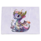 Paarse draak met elegante kroon groot cadeauzakje (Voorkant)