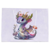 Paarse draak met elegante kroon groot cadeauzakje (Achterkant)