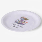 Paarse draak met elegante kroon papieren bordje (Gekanteld)