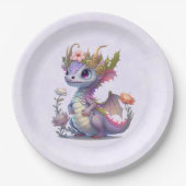 Paarse draak met elegante kroon papieren bordje (Voorkant)