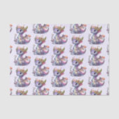 Paarse draak met elegante kroon tissuepapier (Voorkant)