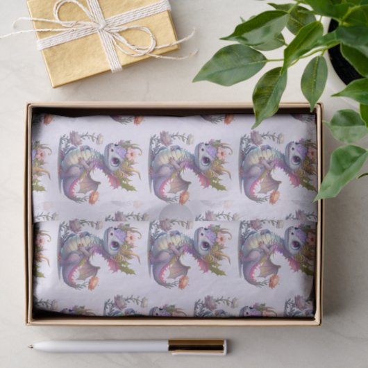 Paarse draak met elegante kroon tissuepapier (Geschenk)