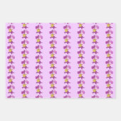 Paarse draak met snijtaart en ballonnen inpakpapier vel (Voorkant 2)