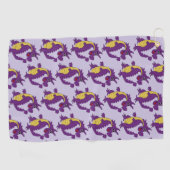 Paarse Draak Ontwerp Elke Kleur Achtergrond Golfhanddoek (Horizontaal)